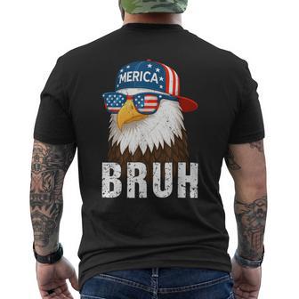 Retro Bruh Merica Eagle 4Th Of July Patriotic America Flag Men's T-shirt Back Print - Thegiftio UK