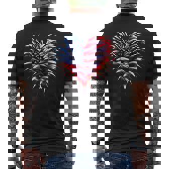Retro Fighter Jet Airplane American Flag Heart 4Th Of July Men's T-shirt Back Print - Monsterry