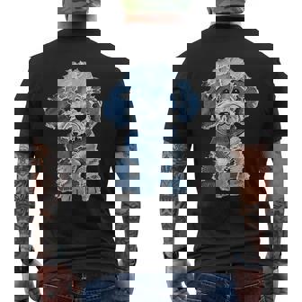 Retro Denim Patch Animal Dog Print Men's T-shirt Back Print | Mazezy