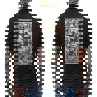 Retro Halloween Frankenstein Lovers Tarot Card Halloween Men's T-shirt Back Print - Monsterry