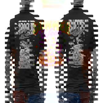 Retro Happy Summerween Frankenstein Monster And Bride Men's T-shirt Back Print - Monsterry