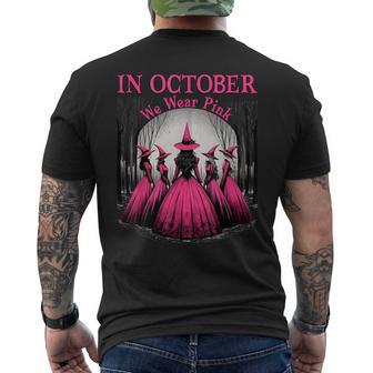 Retro In October We Wear Pink Witch Breast Cancer Awareness Men's T-shirt Back Print - Thegiftio UK