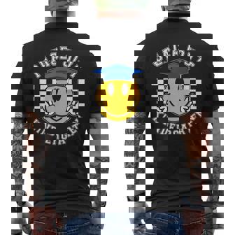 Retro Peace Out Kindergarten Smile Face Last Day Of School Men's T-shirt Back Print - Monsterry