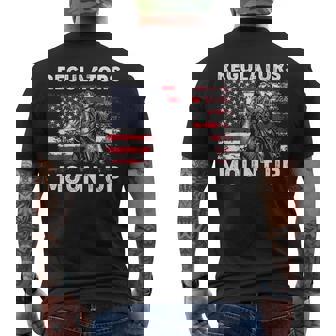 Retro Regulators Mount Up Flag Usa Cowboy 4Th Of July Men's T-shirt Back Print - Monsterry