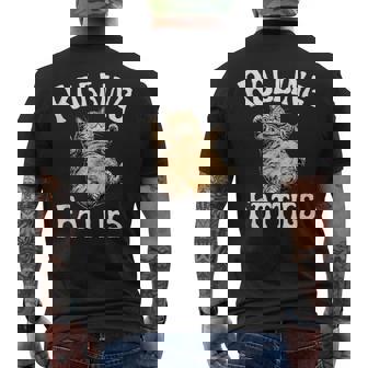 Retro Rolling Fatties Cat Fat Kitten Fathers Day Men's T-shirt Back Print - Monsterry