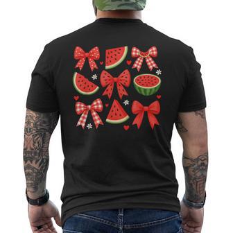 Retro Summer Vibes Coquette Bow Watermelon Summer Vacation Men's T-shirt Back Print - Thegiftio UK