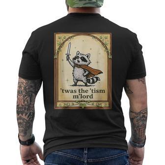 Retro 'Twas The 'Tism M'lord Wizard Raccoon Autism Men Men's T-shirt Back Print - Thegiftio UK