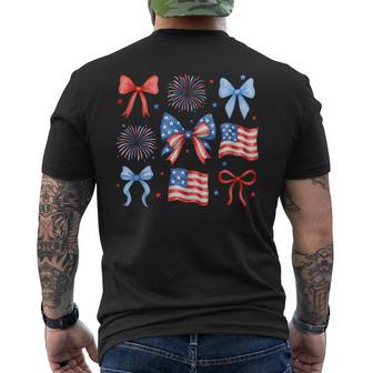 Retro Usa Flag Coquette Bow 4Th Of July Fireworks Patriotic Men's T-shirt Back Print - Thegiftio UK