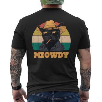 Retro Vintage Meowdy Partner Cowboy Cat Vintage Men's T-shirt Back Print - Thegiftio UK