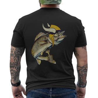 Retro Vintage Minnesota Walleye Fishing Lake Walleye Fishing Men's T-shirt Back Print - Thegiftio UK