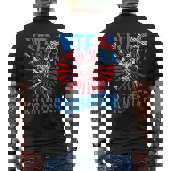 Retro Wtf Is A Kilometer Patriotic American Skeleton Men's T-shirt Back Print - Monsterry