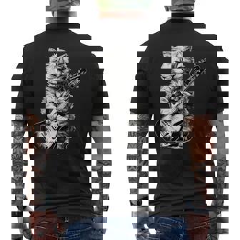 Rock Cat Jouant De La Guitare Drôle Guitare Amant De Chat Guitariste T-shirt imprimé au dos - Cadeauxyz