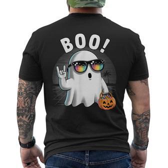 Rock Ghost Retro Halloween Pumpkin Boo Men's T-shirt Back Print - Thegiftio UK