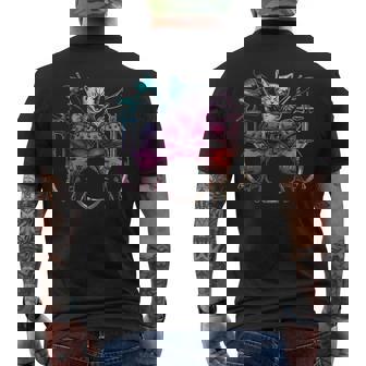 Rockstar ドラマー 猫 ドラム ミュージシャンバンド 音楽愛好家 メンズTシャツ バックプリント - Kawaiitshirt