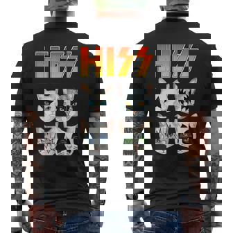 Hiss 猫 子猫 ニャー ロッカー パロディ バンド 面白い 猫好き メンズTシャツ バックプリント - Kawaiitshirt