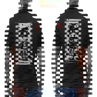 Samurai Cat Vintage Cute Graphic Kawaii Cat Men's T-shirt Back Print - Thegiftio