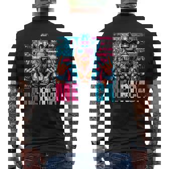 Sasquatch Merica 4Th Of July American Flag Cowboy Rocker Men's T-shirt Back Print - Monsterry