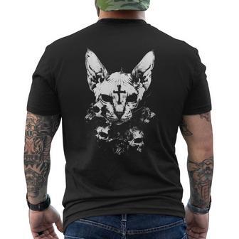 Satanic Occultkulls Cat Goth Grunge Metal Crust Punk T-Shirt mit Rückendruck - Geschenkecke