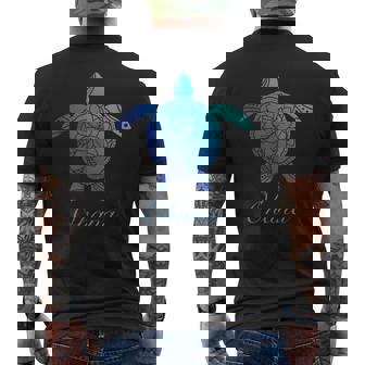 Save The Hawaii ウミガメ ハワイアン ブルー トライバル 亀 ホヌ メンズTシャツ バックプリント - Kawaiitshirt