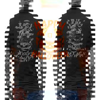 Scary Pumpkin Witch Hat Happy Halloween Men's T-shirt Back Print - Monsterry