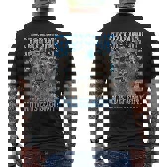 Serotonin In This Economy Raccoon Meme Bootleg Graphic Men's T-shirt Back Print - Monsterry