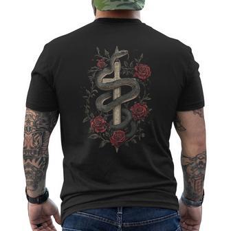 Serpents Et Roses Autour D'une Épée Gothique T-shirt imprimé au dos - Cadeauxyz