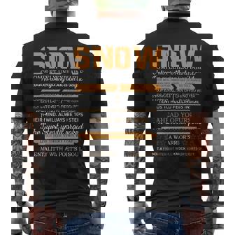 Snow Completely Unexplainable Notices Everything But Won’T Say It Name Men's T-shirt Back Print | Seseable CA