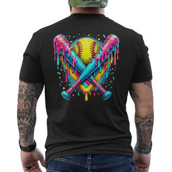 Softball Player Ice Cream Drip Men's T-shirt Back Print - Thegiftio UK