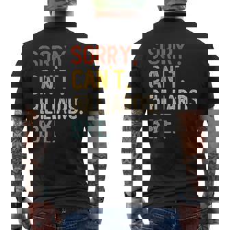 Sorry Can't Billiards Bye シャツ 面白い ビリヤード愛好家 メンズTシャツ バックプリント - Kawaiitshirt