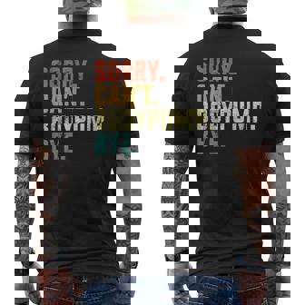 Sorry Can't Bodypump Bye 面白い ワークアウト ジム フィットネス ヴィンテージ メンズTシャツ バックプリント - Kawaiitshirt