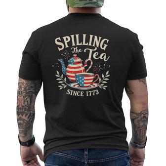Spilling The Tea Since 1773 Patriotic Retro Usa Men's T-shirt Back Print - Thegiftio UK