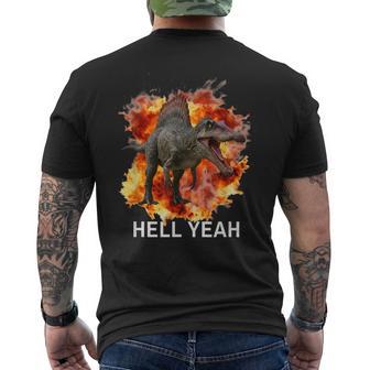 Spinosaurus Hell Yeah Dinosaur With Fire And Flames Men's T-shirt Back Print - Thegiftio UK