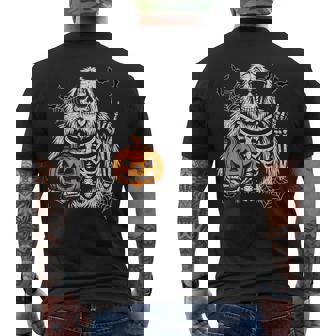 Spooky Bigfoot Jack O Lantern Skeleton Halloween Boys Mens Men's T-shirt Back Print - Monsterry