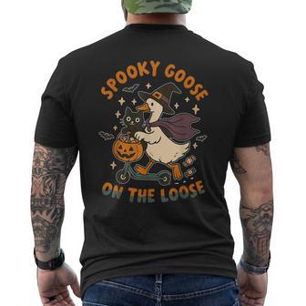 Spooky Goose On The Loose Witch Silly Goose Animal Halloween Men's T-shirt Back Print - Thegiftio UK