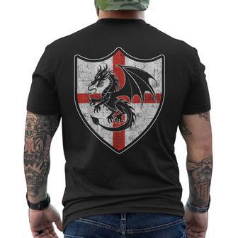 St George's Cross Dragon England Flag English Vintage Shield Men's T-shirt Back Print - Thegiftio UK