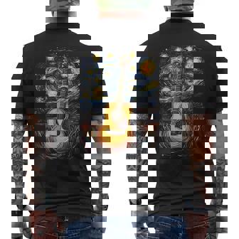Starry Night Inspired Acoustic Guitar Men's T-shirt Back Print - Thegiftio UK