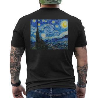 The Starry Night By Vincent Van Gogh 1889 Famous Painting Men's T-shirt Back Print - Monsterry