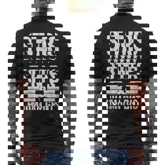 Stars Stripes And Human Rights 4Th Of July Distressed Men's T-shirt Back Print - Thegiftio UK