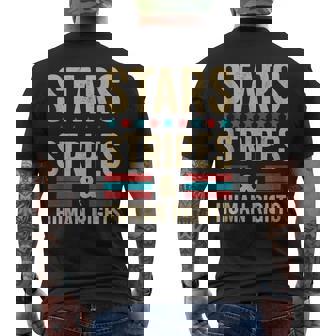 Stars Stripes And Human Rights Vintage July 4Th Distressed Men's T-shirt Back Print | Mazezy