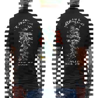 Statue Of Liberty 4Th Of July Rejecting Kings Since 1776 Men's T-shirt Back Print | Mazezy
