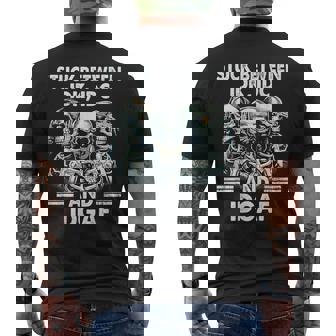 Stuck Between Idk Idc And Idgaf Skeleton On Back Men's T-shirt Back Print - Monsterry