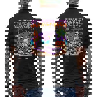 Summerween Skeleton Ghost Beach Spooky Halloween Men's T-shirt Back Print - Monsterry