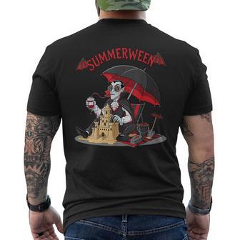 Summerween Vampire Beach Dracula Sandcastle Gothic Halloween Men's T-shirt Back Print - Thegiftio UK