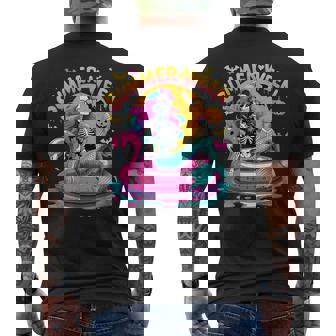 Summerween Vibes Spooky Summer Mermaid Skeleton Halloween Men's T-shirt Back Print - Monsterry