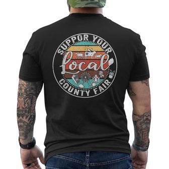 Support Your Local County Fair Farmer Country Farm Life Small Black Men's T-shirt Back Print - Thegiftio UK