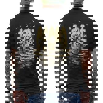 Surfing Tropical Surfboards Vintage Surfer Men's T-shirt Back Print | Mazezy