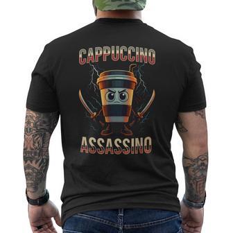 Surreal Italian Brainrot Cappuccino Assassino Meme Men's T-shirt Back Print - Thegiftio