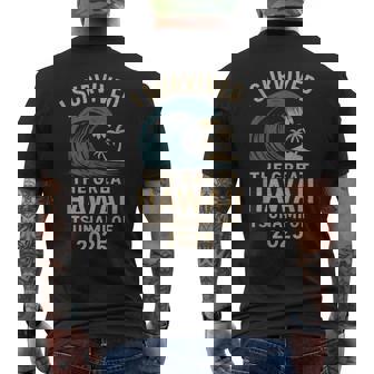 I Survived The Great Hawaii Tsunami Of 2025 Saying Men's T-shirt Back Print - Monsterry
