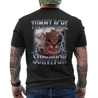 I Survived Today's Tummy Ache Survivor Cat Meme Men's T-shirt Back Print - Thegiftio UK