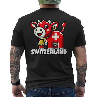 Swiss Cow Flag Switzerland Cute Swiss Alps Men's T-shirt Back Print - Thegiftio UK